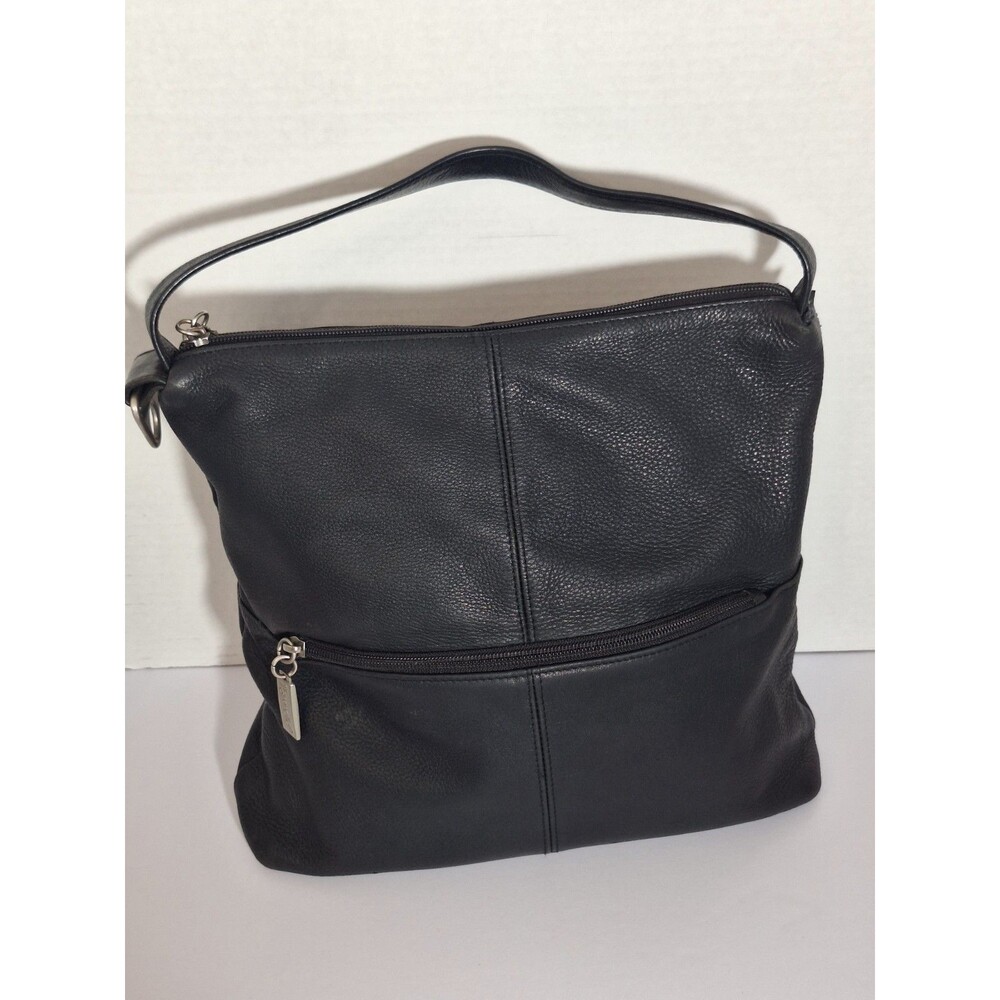 Tiagnanello Black Pebbled Leather Shoulder Bag‎ Purse Slouchy Gothic Boho Chic